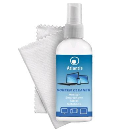 ATLANTIS BOMBOLETTA LIQUIDO DETERGENTE PER MONITOR LCD/SMARTPHONE/TABLET 100ML + PANNO IN MICROFIBA 20 x 20